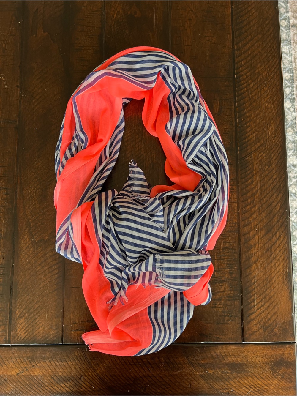 Gorjana Navy & Coral Striped Scarf